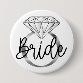 Verlovingsring met diamant in zilver ronde button 7,6 cm