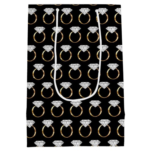 Verlovingsring met diamant in zwart goud medium cadeauzakje (Achterkant)