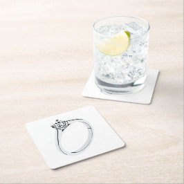 Verlovingsring met diamant kartonnen onderzetters