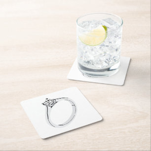 Verlovingsring met diamant kartonnen onderzetters