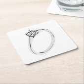 Verlovingsring met diamant kartonnen onderzetters (Schuin)