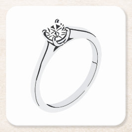 Verlovingsring met diamant kartonnen onderzetters