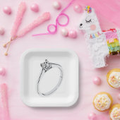 Verlovingsring met diamant papieren bordje (Feest)