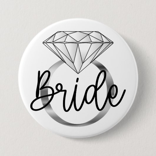 Verlovingsring met diamant zilver ronde button 7,6 cm (Voorkant)