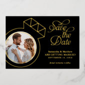 Verlovingsring Met Foto Trouw Save The Date Kaart (Voorkant)
