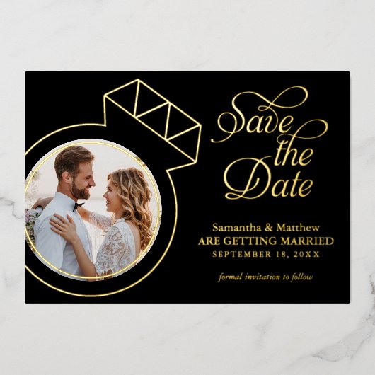 Verlovingsring Met Foto Trouw Save The Date Kaart (Voorkant)