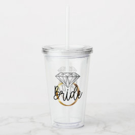 Verlovingsring van diamant goud voor bruid  acryl drinkbeker