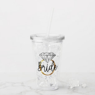 Verlovingsring van diamant goud voor bruid acryl drinkbeker