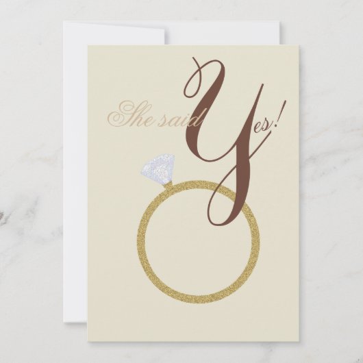 Verlovingsring Zij Zei Ja Rusticaal Bruiloftsfeest Kaart (Voorkant)