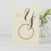 Verlovingsring Zij Zei Ja Rusticaal Bruiloftsfeest Kaart (Staand voorkant)