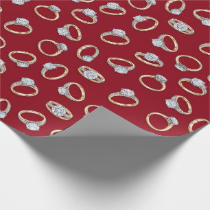 Verlovingsringpatroon met diamant ontwerp cadeaupapier