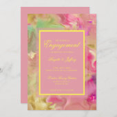 Verlovingsroze, goud & groen save the date (Voorkant / Achterkant)