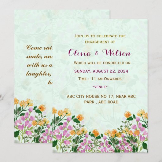 Verlovingsuitnodiging Kaart (Voorkant / Achterkant)