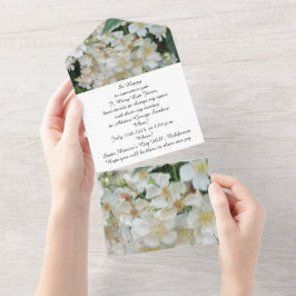 Verlovingsuitnodiging Witte Bloemen Boeket Foto All In One Uitnodiging
