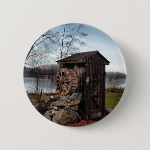 Vermaak over de oude outhouse ronde button 5,7 cm