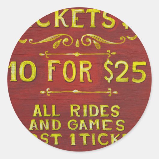 Vermaak - Tickets 3 Dollar Ronde Sticker (Voorkant)