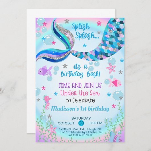 Vermagerd meisje verjaardagsuitnodiging. kaart (Voorkant / Achterkant)