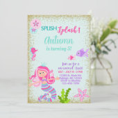 Vermagerd meisje verjaardagsuitnodiging, spetteren kaart (Staand voorkant)