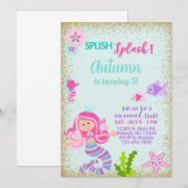 Vermagerd meisje verjaardagsuitnodiging, spetteren kaart (Voorkant / Achterkant)