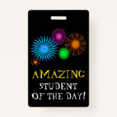 "VERMAKKELIJK STUDENT VAN DE DAG!" + Fireworks-bad Badge (Achterkant)