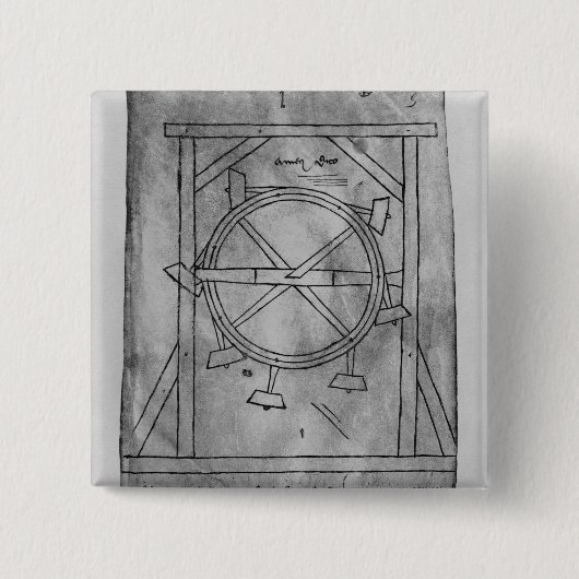 Vermeend eeuwigdurende bewegingsballetjes en wielt vierkante button 5,1 cm (Voorkant)