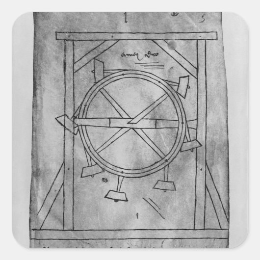 Vermeend eeuwigdurende bewegingsballetjes en wielt vierkante sticker (Voorkant)