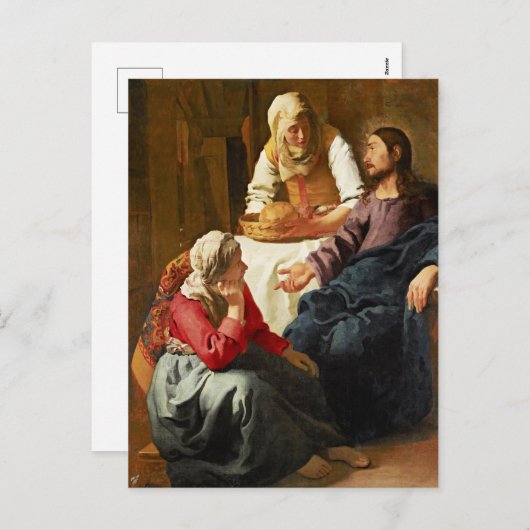 Vermeer - Christus in het huis van Martha en Maria Feestdagenkaart (Voorkant / Achterkant)