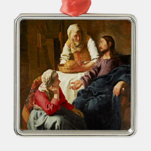 Vermeer - Christus in het huis van Martha en Maria Metalen Ornament