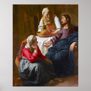 Vermeer - Christus in het huis van Martha en Maria Poster