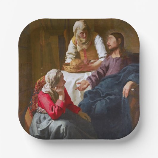 Vermeer - Christus in het Huis van Martha en Mary Papieren Bordje (Voorkant)