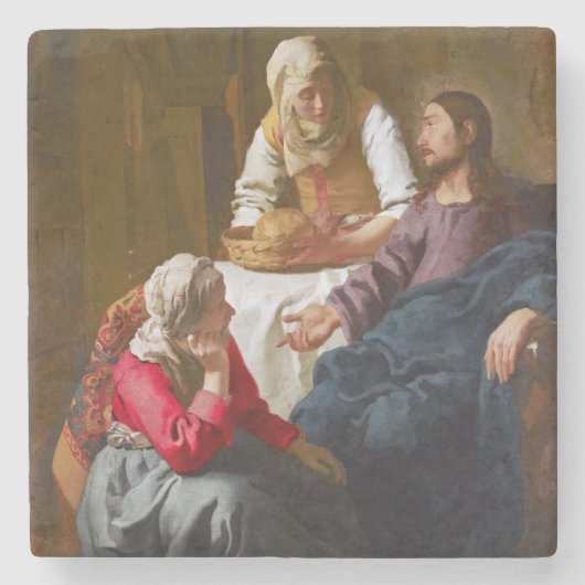 Vermeer - Christus in het Huis van Martha en Mary Stenen Onderzetter (Voorkant)