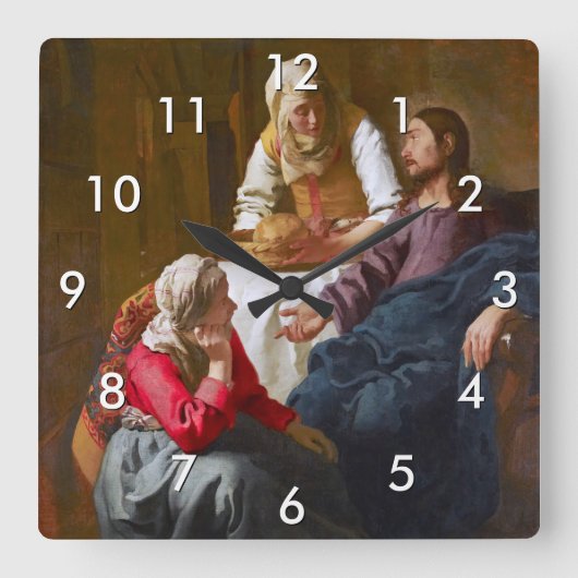 Vermeer - Christus in het Huis van Martha en Mary Vierkante Klok (Voorkant)