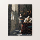 Vermeer - Dame die een brief schrijft met haar die Legpuzzel (Verticaal)