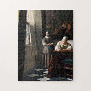 Vermeer - Dame die een brief schrijft met haar die Legpuzzel