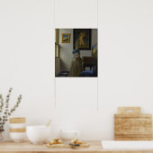 Vermeer - Dame die op een maagd 1674 staat Poster (Keuken)