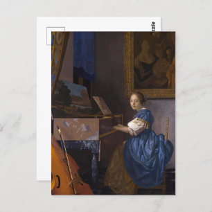 Vermeer - Dame zittend bij een Virginal Fine Art Briefkaart