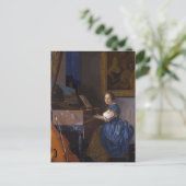 Vermeer - Dame zittend bij een Virginal Fine Art Briefkaart (Staand voorkant)
