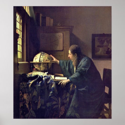 Vermeer - de Astronomeer 1668 (LEZEN BESCHRIJVING! Poster (Voorkant)