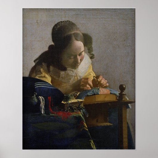 Vermeer - De Kantwerkster 1671 Poster (Voorkant)