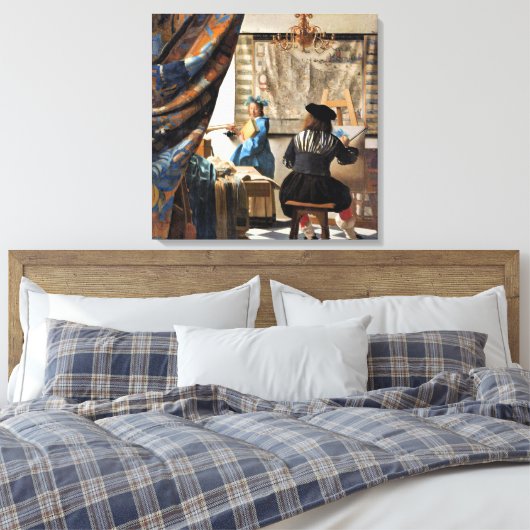 Vermeer - De Kunst van het Schilderen Canvas Afdruk (Insitu (Slaapkamer))