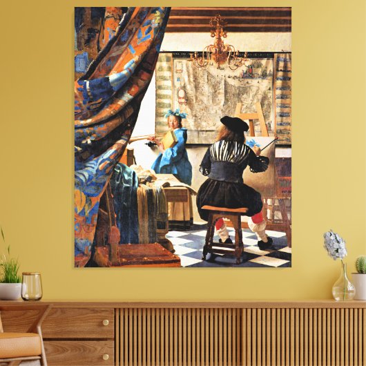Vermeer - De kunst van het schilderen Canvas Afdruk (Insitu (Woonkamer))