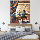 Vermeer - De kunst van het schilderen Canvas Afdruk (Insitu (Slaapkamer))