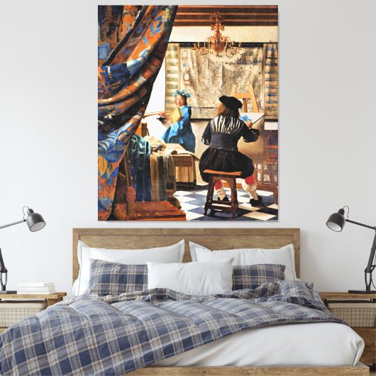 Vermeer - De Kunst van het Schilderen Canvas Afdruk (Insitu (Slaapkamer))