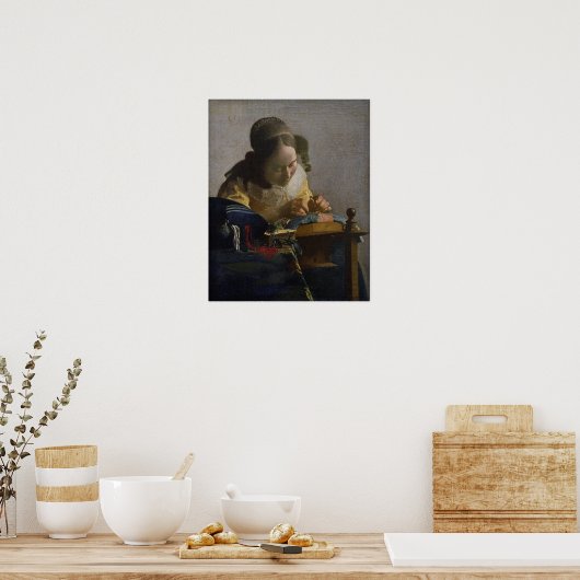 Vermeer - De Lacemaker 1671 Poster (Keuken)