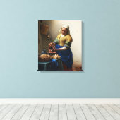 Vermeer De Melkmeisje Canvas Wrap Afdruk (Insitu (Houten vloer))