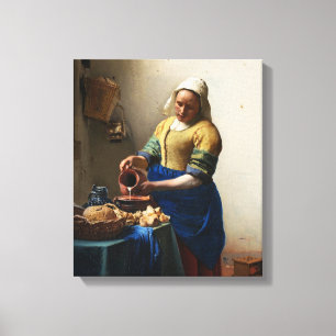 Vermeer de omwikkeling van het Milkmaid Canvas Afdruk