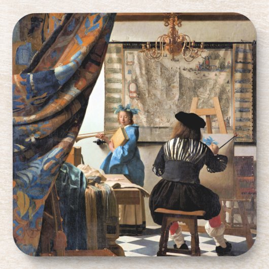 Vermeer - De Schilderkunst Bier Onderzetter (Voorkant)