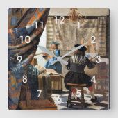Vermeer - De Schilderkunst Vierkante Klok (Voorkant)
