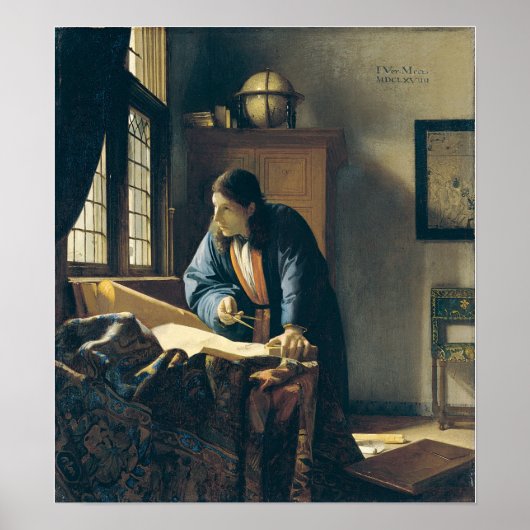 Vermeer - Geograaf 1669 Poster (Voorkant)
