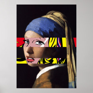 Vermeer Girl met een parel ontmoet Roy Lichte Poster
